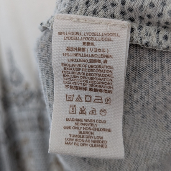 Free People Linen Lyocell Blend Medallion Printed Top Bell Sleeve Sz M Boho - Picture 9 of 16